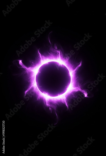Ethereal Purple Ring of Light with Wisps Against a Black Background