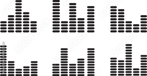 Sound wave and music frequency bars silhouette vector for audio technology podcasting and professional sound engineering visual assets