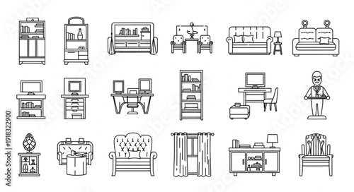 Collection of Hand Drawn Furniture and Home Decor Items.