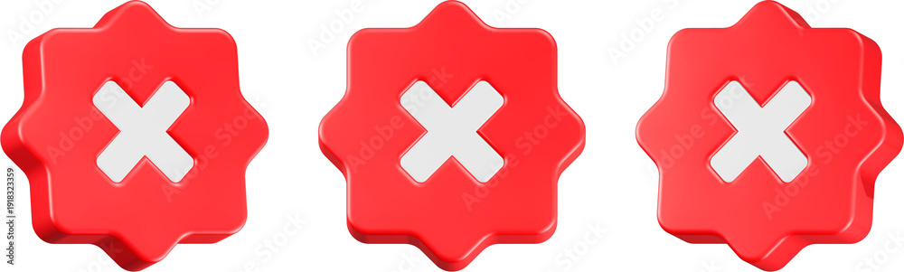 Fototapeta premium cross sign icon 3d render red circle button