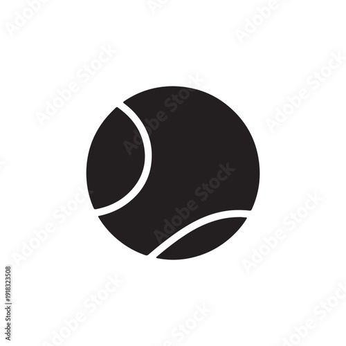 Minimalist Tennis Ball Icon – Black and White Sports Vector Illustration