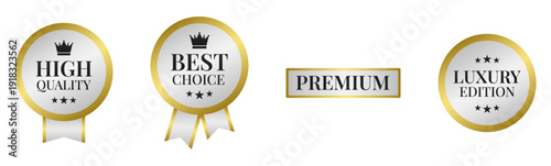 Premium Gold and Silver Quality Badges for Best Choice, Luxury Marketing and Packaging Label