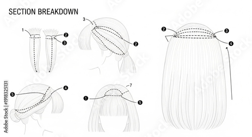 Diagram of a section breakdown with labels and lines.