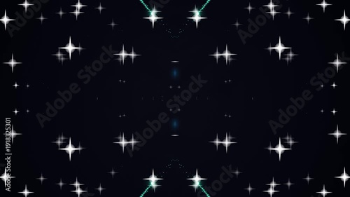 Abstract Starry Night Sky Kaleidoscope Effect with Glittering Stars.