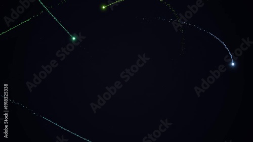 Abstract light trails in dark space, dynamic motion graphics background.