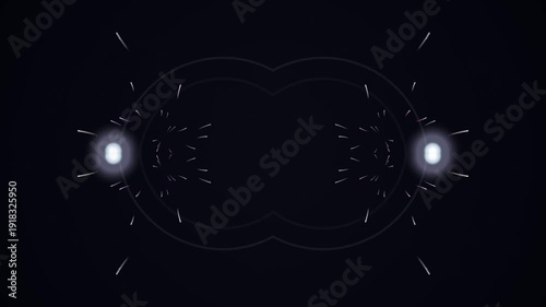 Abstract Dark Sci-Fi Geometric Pattern with Glowing Lights.