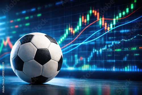 Wallpaper Mural Soccer ball on futuristic digital financial chart background sports betting concept Torontodigital.ca