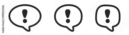 Exclamation marks in speech bubbles: bold icon set.