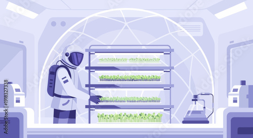 Space Greenhouse: Astronaut Leads Hydroponic Plant Growth Experiment in a Controlled Lab Module.