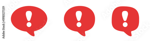 Red warning symbols: alert exclamation speech bubbles.