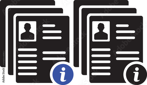 Digital Profile Icons: A collection of digital profile icons, representing information, with individual profile silhouettes. capturing the essence of online identity and information management. 