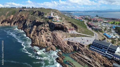 Aerial Drone View of Mossel Bay South Africa – Coastal Town and Blue Ocean
