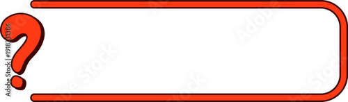 Red question mark with border design on white background.