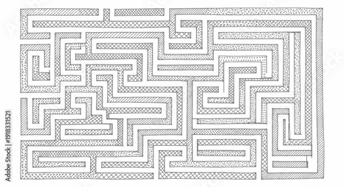 Complex maze pattern with various textures and shading