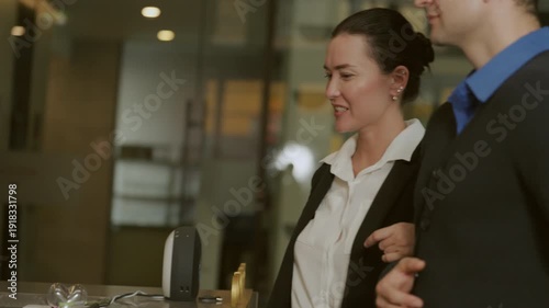 Wallpaper Mural Business concept of 4k Resolution. Business couple checking in with receptionist at hotel counter. Torontodigital.ca