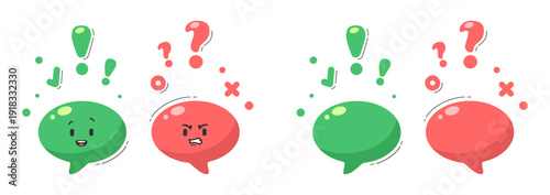Communication: happy vs. angry chat bubbles.