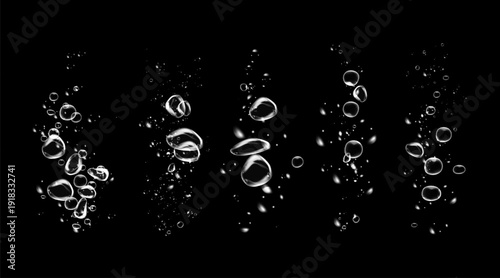 Transparent drops and soap bubbles create a vector texture for sea, aquarium, or fresh design concep.