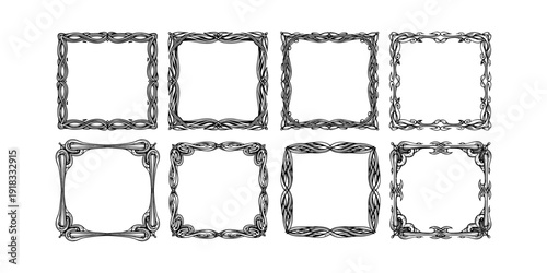 Elegant decorative borders set with vintage ornamental patterns