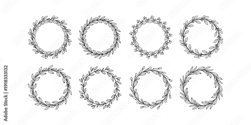 Obraz premium Elegant circular floral frames set for decorative design projects