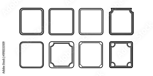 Set of eight minimalist geometric frames with corners in black style
