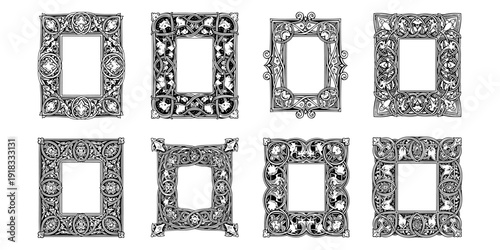 Ornate vintage decorative frames collection with intricate floral patterns
