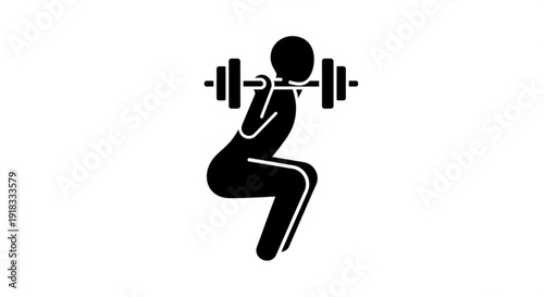 Person squatting with barbell exercising fitness workout strength training athletic gym exercise lifting weights