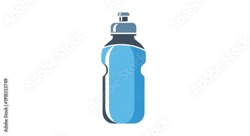 Blue sports water bottle with screw on cap isolated on white background for fitness and hydration