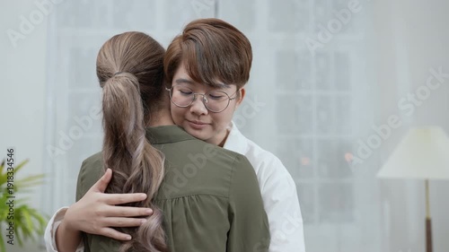 Wallpaper Mural Holiday concept of 4k Resolution. Asian women embracing each other in the house. Young women are in a mutual lesbian love relationship. Torontodigital.ca