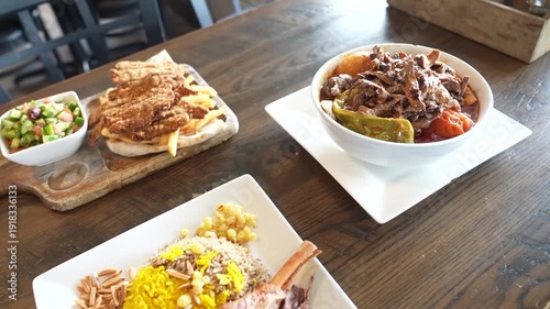 Traditional Arabic Food Table with Various Middle Eastern Dishes