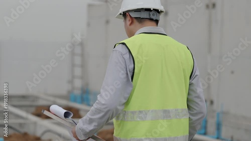 Wallpaper Mural Construction concept of 4k resolution. Asian male engineer inspects building structure and plumbing at construction site. Torontodigital.ca