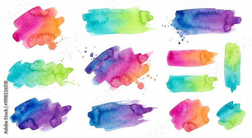 Vibrant Watercolor Brush Strokes and Splatters Collection - A Spectrum of Artistic Expression