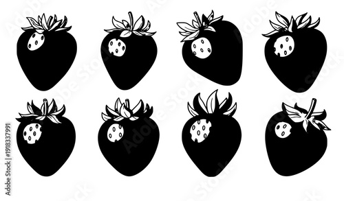 Strawberry fruit hand drawn vector collection