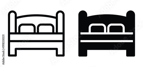 Simple Bed Icons in Black and White for Minimalist Design Projects