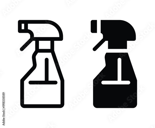 Line Art of Cleaning Spray Bottle in Black and White Design for Cleaning Use