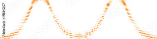Abstract orange halftone square arc background, geometric dotted circular wave gradient on white backdrop, modern minimal business and digital technology concept design
