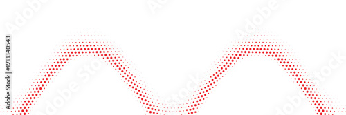 Abstract red halftone dotted circular wave background, geometric gradient arc pattern on white backdrop, modern minimal energy and marketing concept design