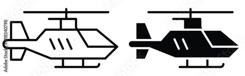 Simple Outline and Solid Helicopter Icons for Graphic Design Uses