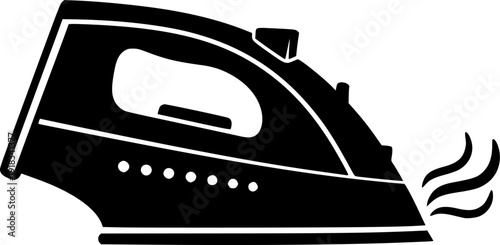 Steam iron black icon on white background
