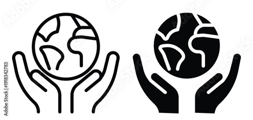 Hands Holding Earth Icon Design for Environmental and Sustainability Themes