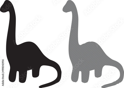 Silhouette and striped pattern of a long-necked dinosaur, possibly a Brontosaurus or Apatosaurus