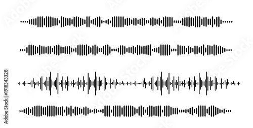 Foto Podcast sound wave audio waveform vector illustration with frequency lines and music equalizer pattern