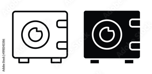 Minimalist Illustration of a Safe in Black and White Style for Security Concepts