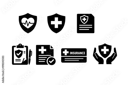 Medical Health Insurance Security And Protection Icons Collection