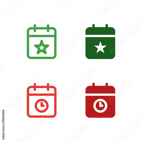 Flat Colored Event and Deadline Icon Set for Task Management Interface
