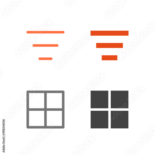 Flat Colored Filter and Table Icon Set for Data Management Interface