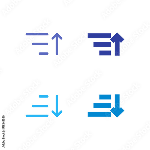 Flat Colored Sort Ascending and Sort Descending Icon Set for Data Table Interface