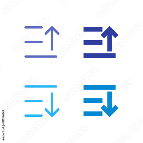 Flat Colored Sort Ascending and Sort Descending Icon Set for Data Table Interface