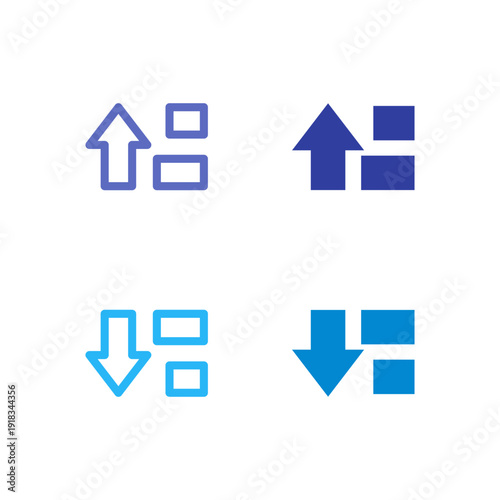 Flat Colored Sort Ascending and Sort Descending Icon Set for Data Table Interface
