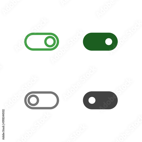 Flat Colored Toggle On and Toggle Off Icon Set for Settings and Control Interface
