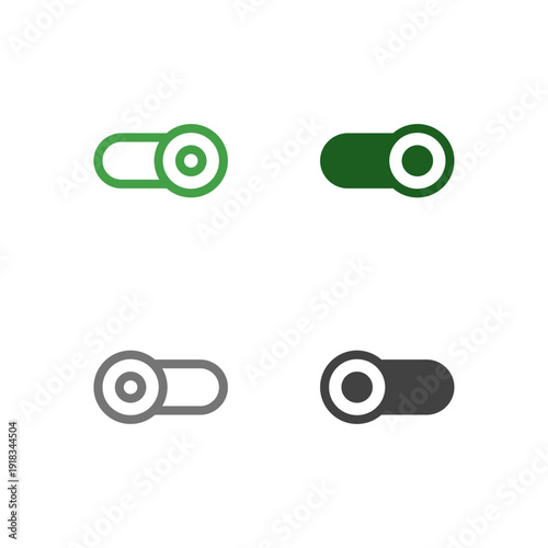 Flat Colored Toggle On and Toggle Off Icon Set for Settings and Control Interface